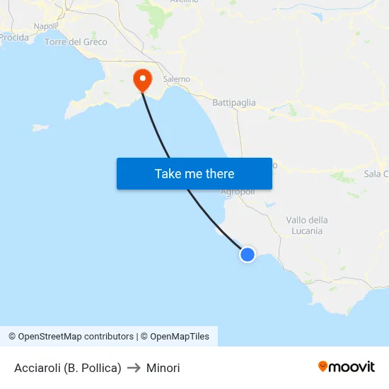 Acciaroli (Pollica Bay) to Minori map