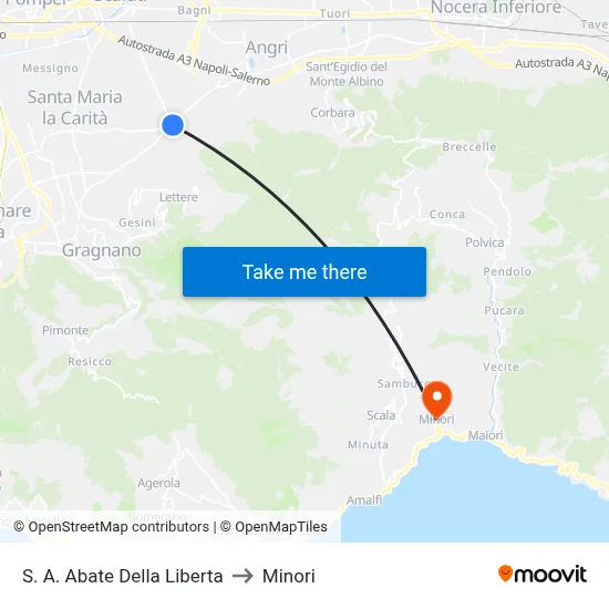 Sant'Antonio Abate Della Liberta to Minori map