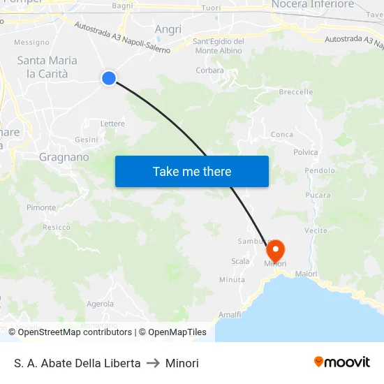 Sant'Antonio Abate Della Liberta to Minori map