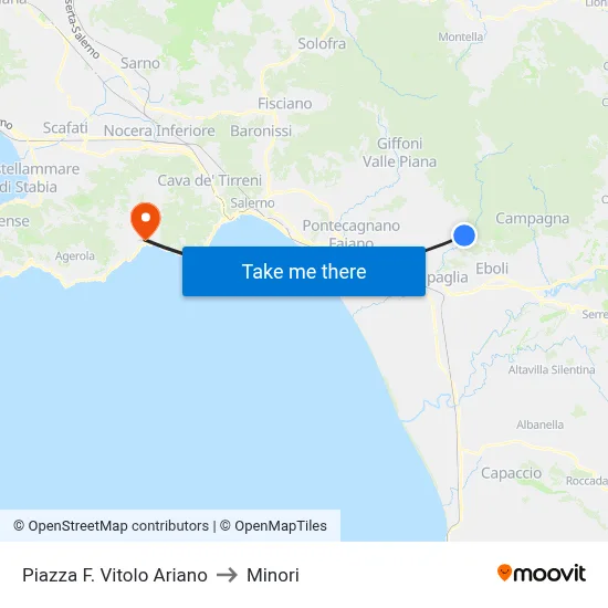 Piazza F. Vitolo Ariano to Minori map
