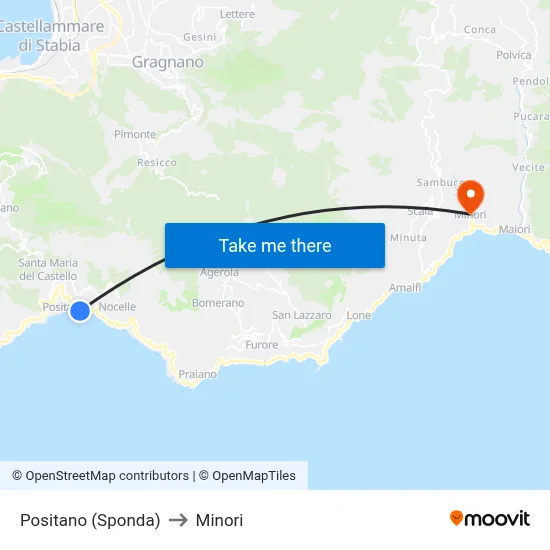 Positano (Bank) to Minori map