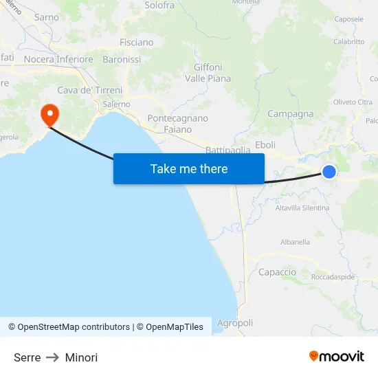 Greenhouses to Minori map