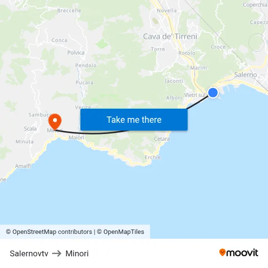Salernovtv to Minori map
