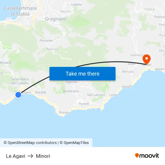 Le Agavi to Minori map