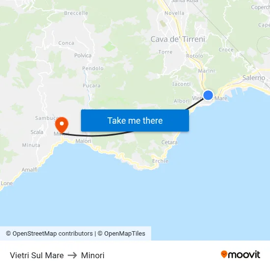 Vietri Sul Mare to Minori map