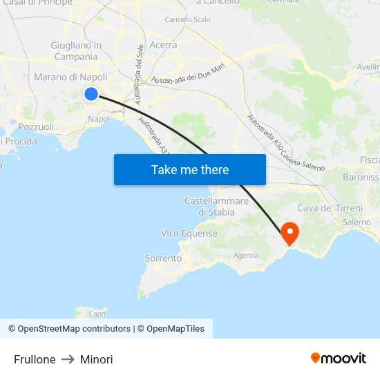 Frullone to Minori map