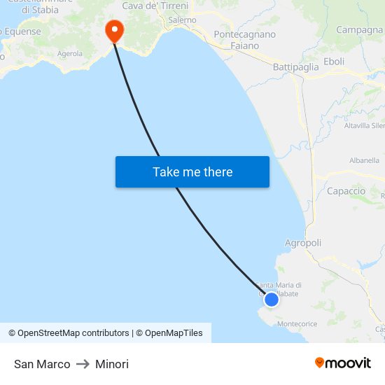 San Marco to Minori map