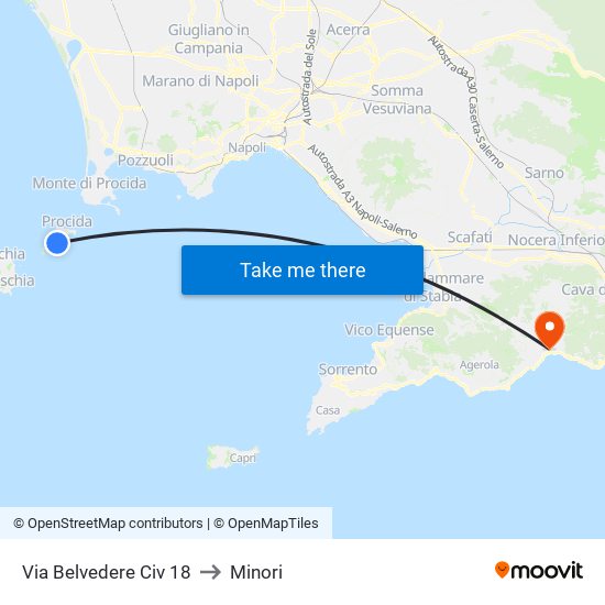 Via Belvedere Civ  18 to Minori map