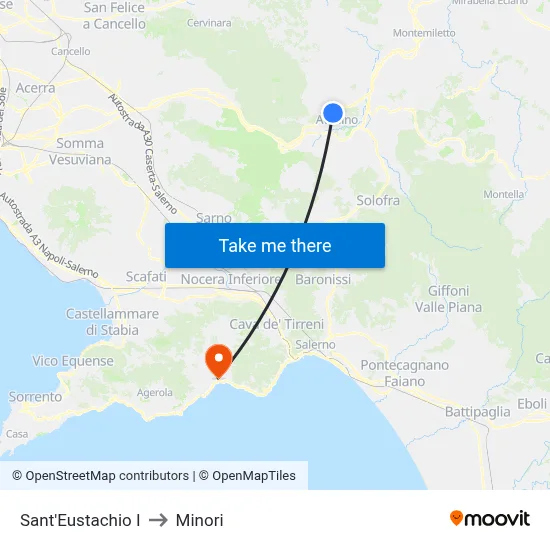 Sant'Eustachio I to Minori map