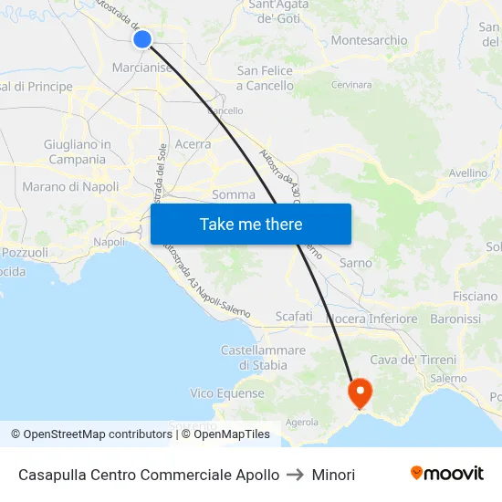 Casapulla Apollo Shopping Center to Minori map