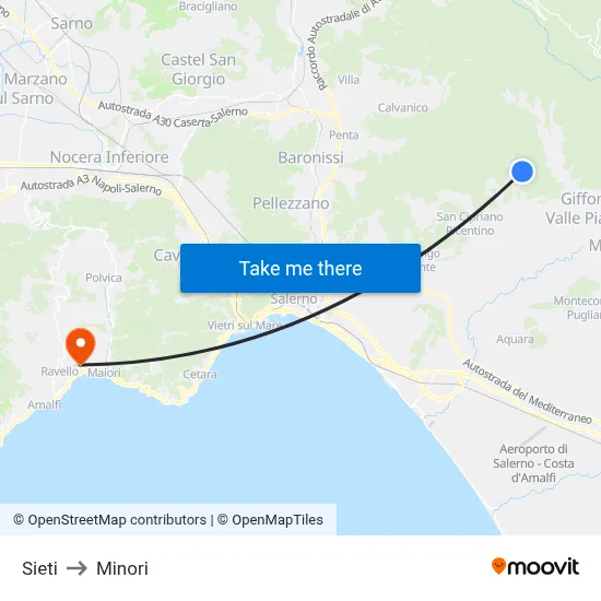Sieti to Minori map