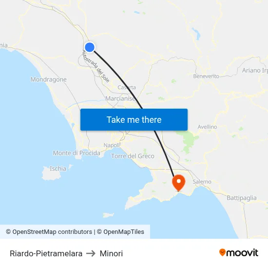 Riardo-Pietramelara to Minori map