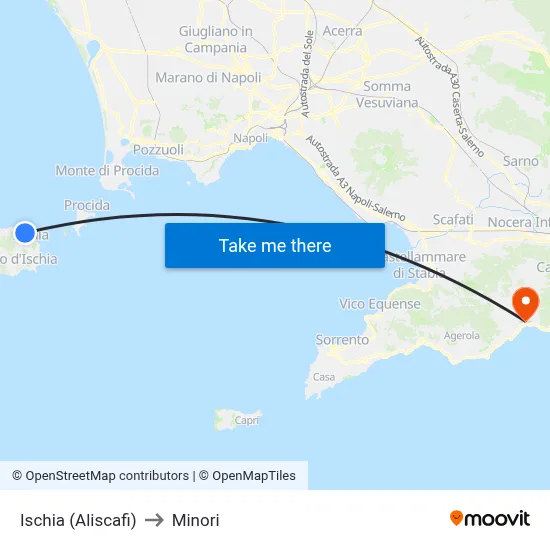 Ischia (Hydrofoils) to Minori map