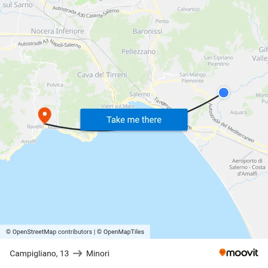 Campigliano, 13 to Minori map