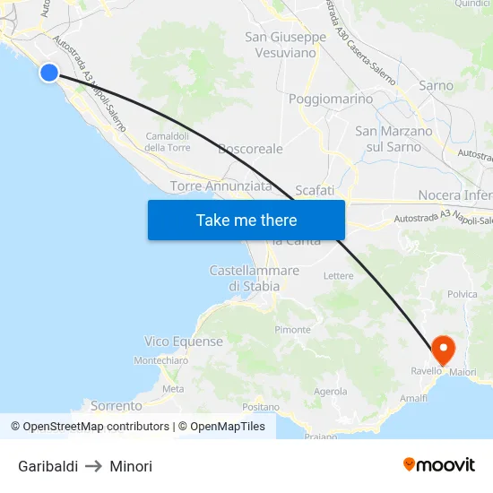 Garibaldi to Minori map