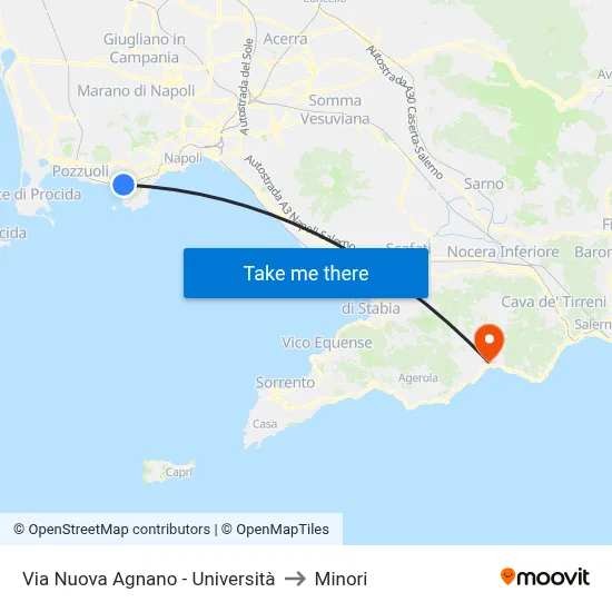 New Agnano Street - University to Minori map