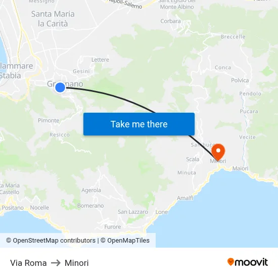 Via Roma to Minori map