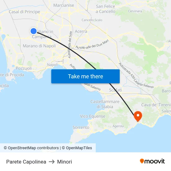 Parete Terminal to Minori map