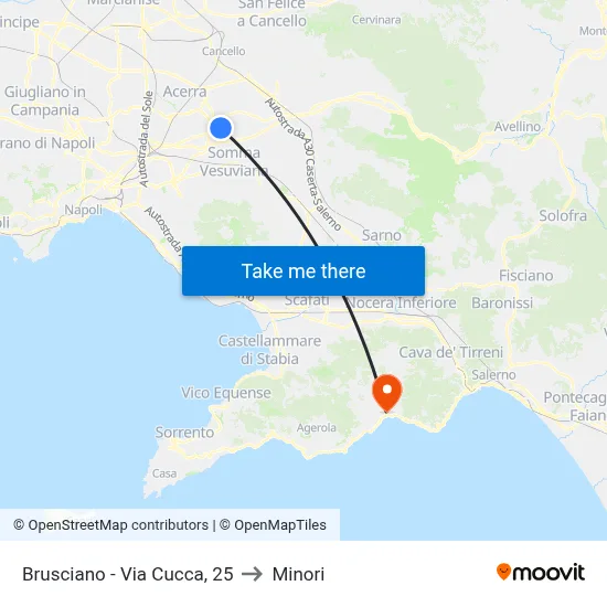 Brusciano - Via Cucca, 25 to Minori map