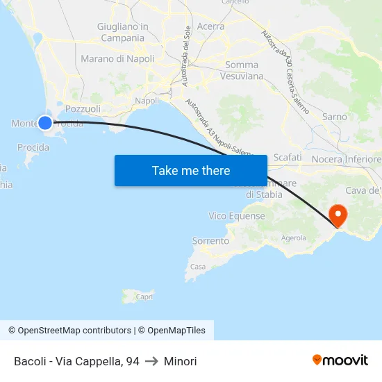 Bacoli - Chapel Street, 94 to Minori map