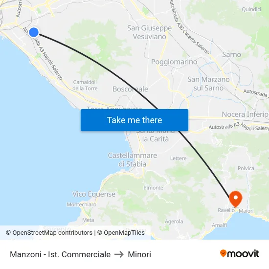 Manzoni - Commercial Institute to Minori map