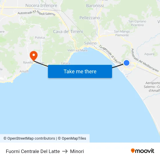 Fuorni Milk Factory to Minori map