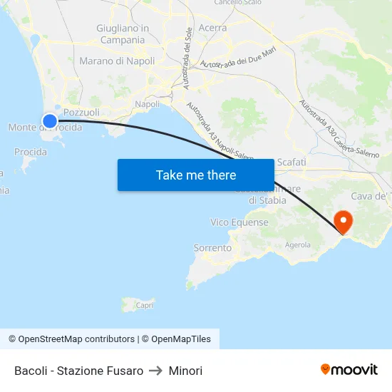 Bacoli - Fusaro Station to Minori map