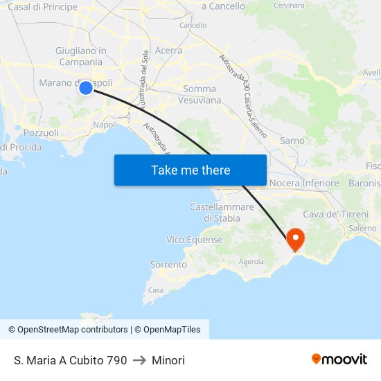 S. Maria A Cubito 790 to Minori map