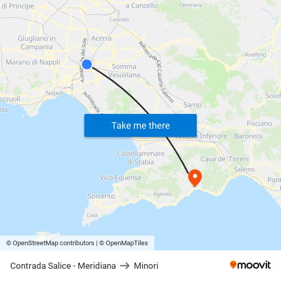 Contrada Salice - Meridiana to Minori map