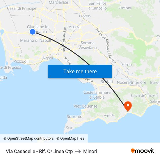 Via Casacelle - Rif. C/Linea Ctp to Minori map