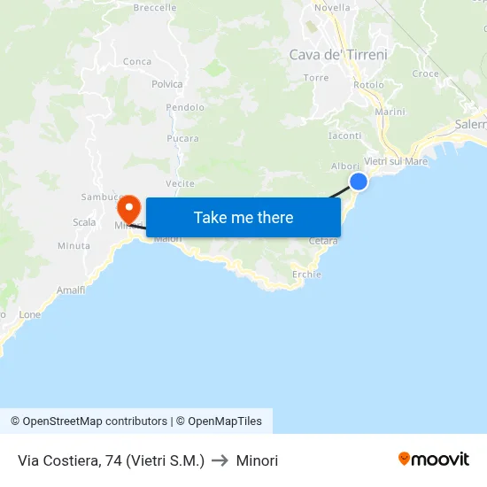 Coastal Road, 74 (Vietri S.M.) to Minori map