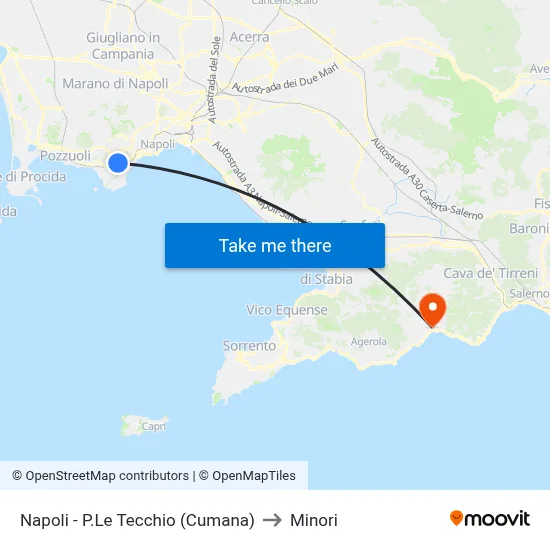 Napoli - P.Le Tecchio (Cumana) to Minori map