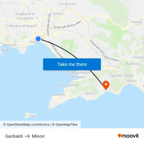 Garibaldi to Minori map