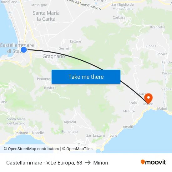 Castellammare - Europa Avenue, 63 to Minori map