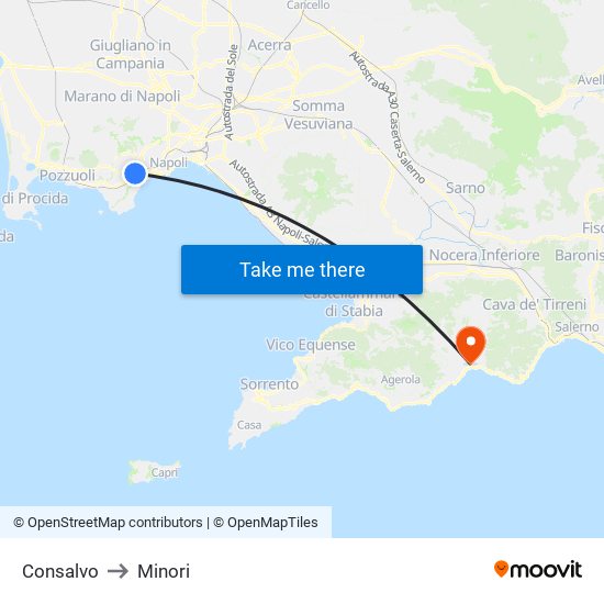 Consalvo to Minori map