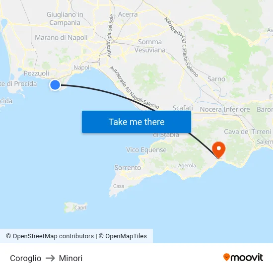 Coroglio to Minori map