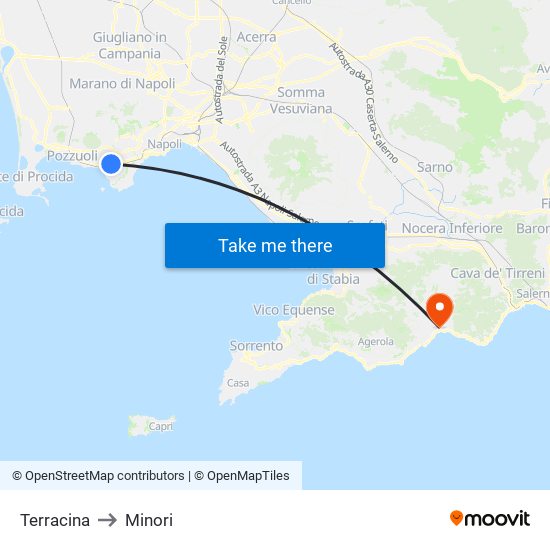 Terracina to Minori map