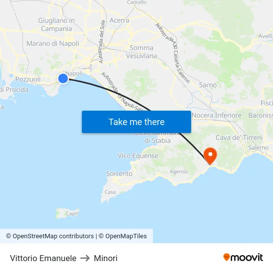 Victor Emmanuel to Minori map