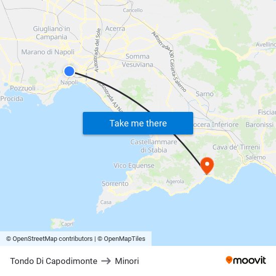 Tondo Di Capodimonte to Minori map