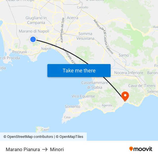Marano Pianura to Minori map
