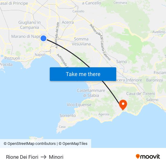 Rione Dei Fiori to Minori map