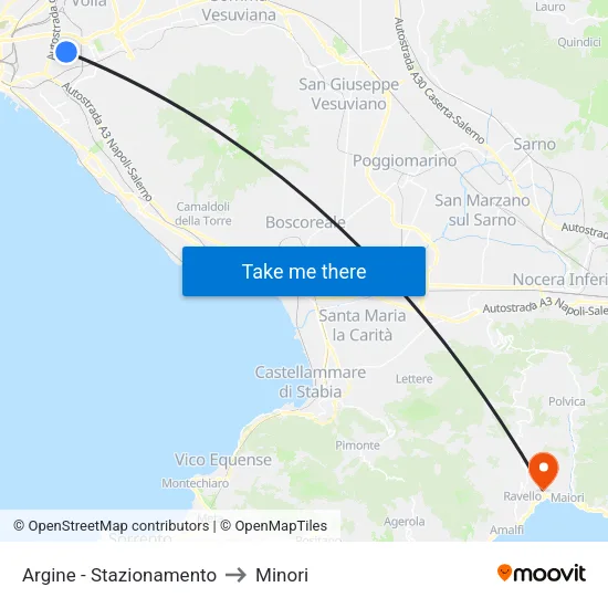 Argine - Layover to Minori map