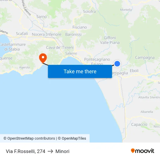 Via F. Rosselli, 274 to Minori map