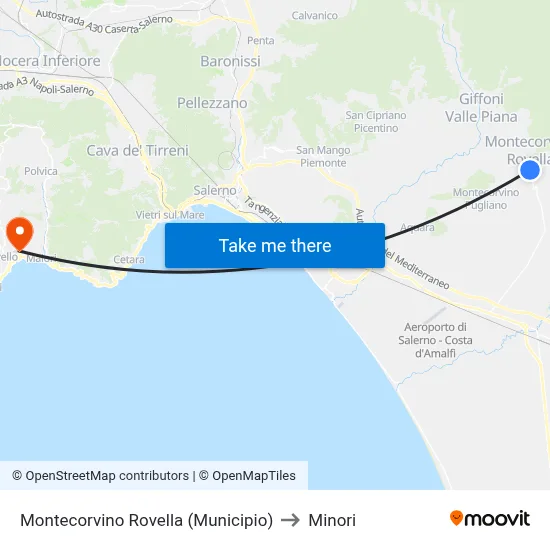 Montecorvino Rovella (Municipio) to Minori map