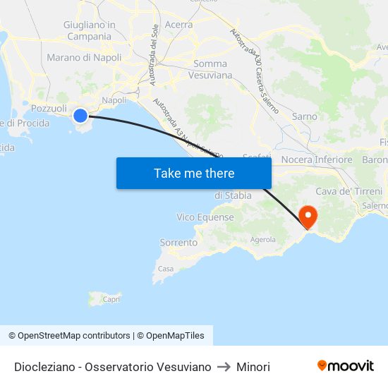 Diocleziano - Osservatorio Vesuviano to Minori map