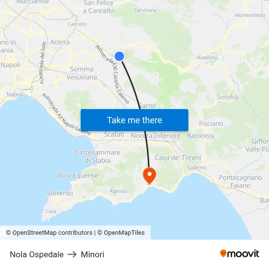 Nola Hospital to Minori map