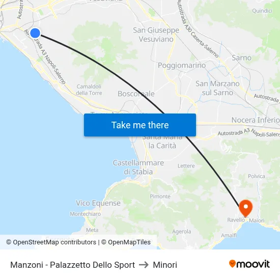 Manzoni - Sports Palace to Minori map
