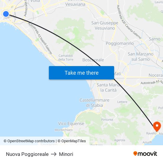 Nuova Poggioreale to Minori map