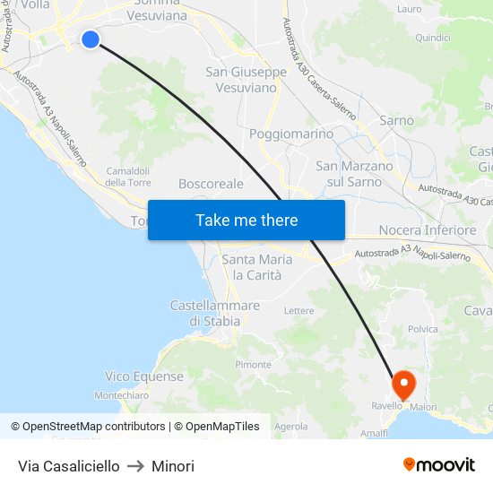 Via Casaliciello to Minori map