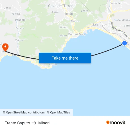Trento Caputo to Minori map